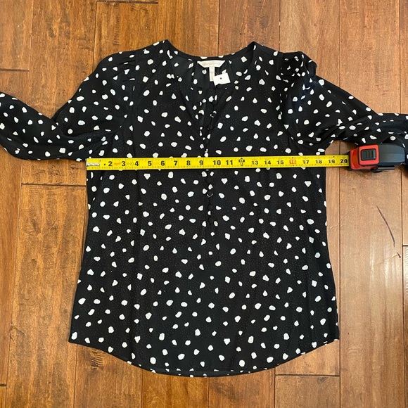 Rebecca Taylor Black Polka Dot Long Sleeve Tie Top Sz 4 or Small - Picture 6 of 11